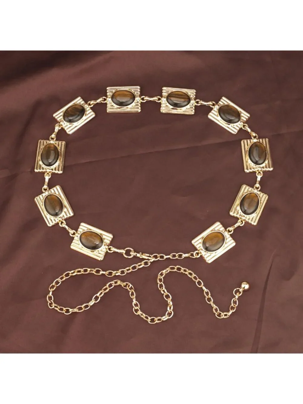 Stylish Green Glass Diamond Chain Belt - Metal Women's Western Dress Accessory